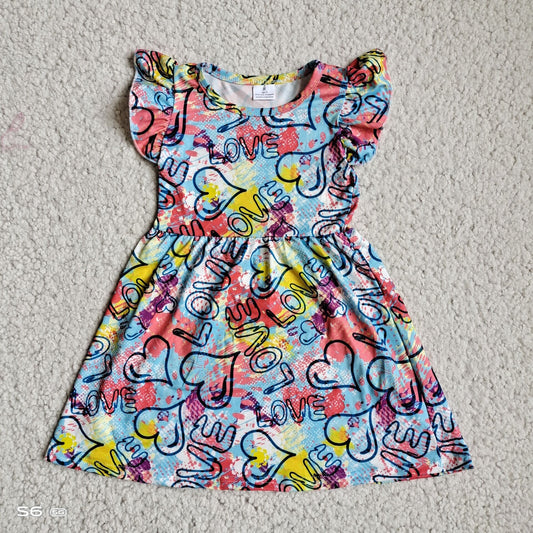 Baby girls colorful heart pearl dresses