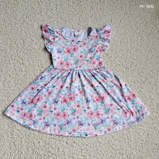 Baby girls pink floral pearl dresses