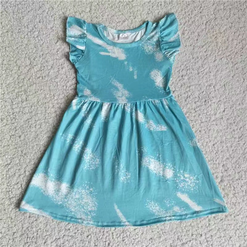 Baby girls blue tie dye pearl dresses