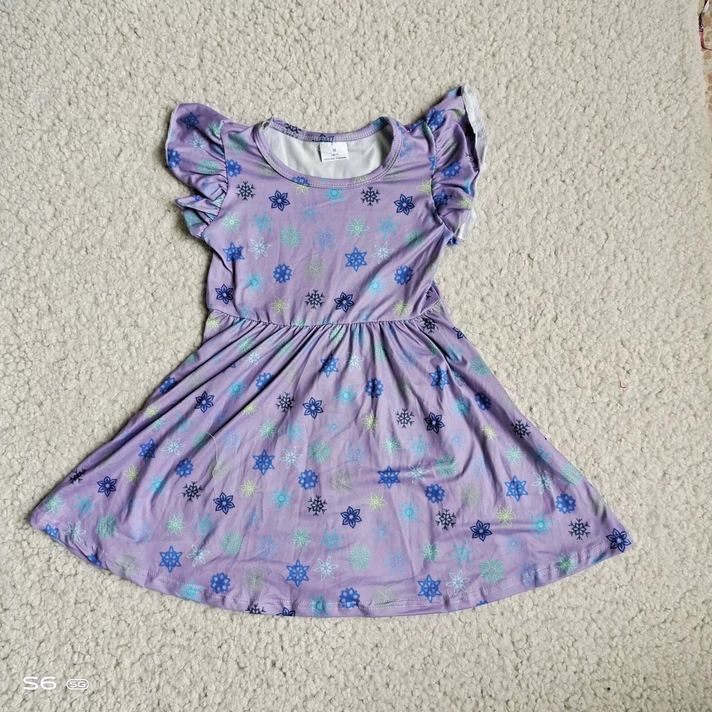 Baby girls purple floral pearl dresses