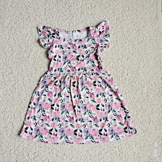 Baby girls pink floral pearl dresses