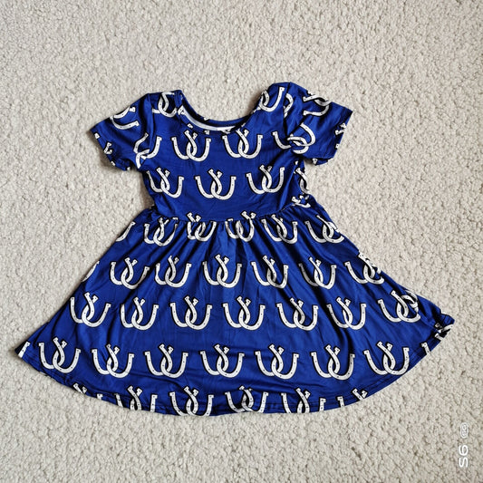 Baby girls blue horse pearl dresses