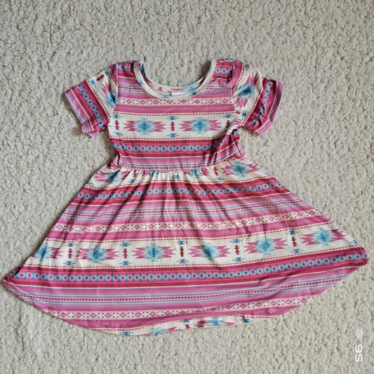 Baby girls pink aztec pearl dresses