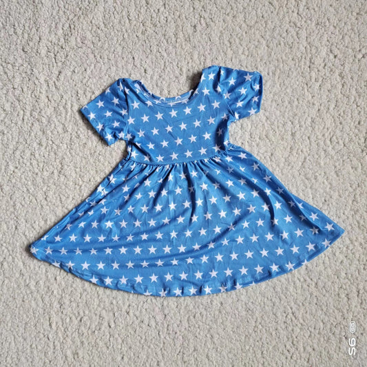 Baby girls blue star short sleeve dresses