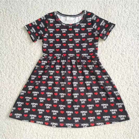 Baby girls black heart dye short sleeve dresses