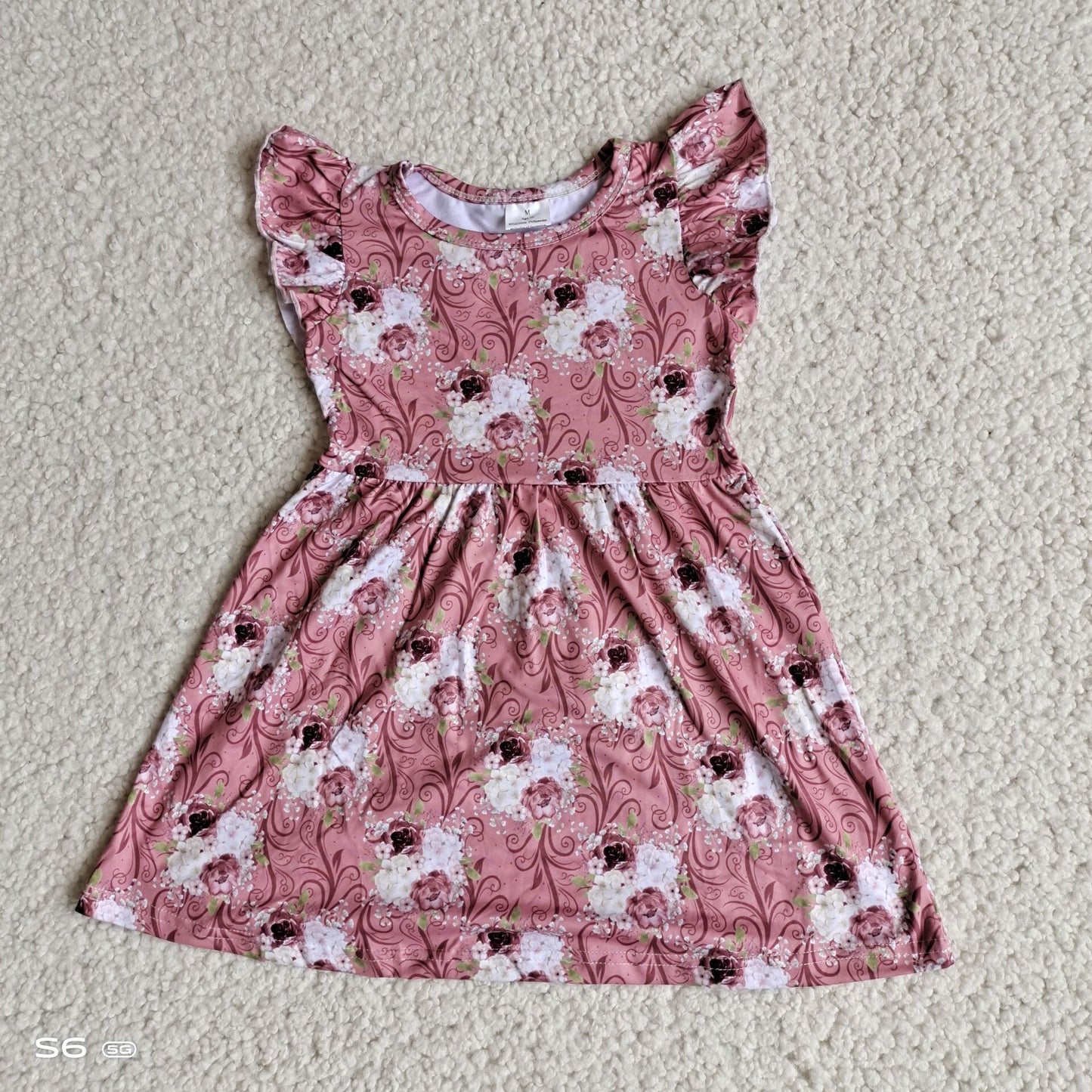 Baby girls pink floral pearl dresses