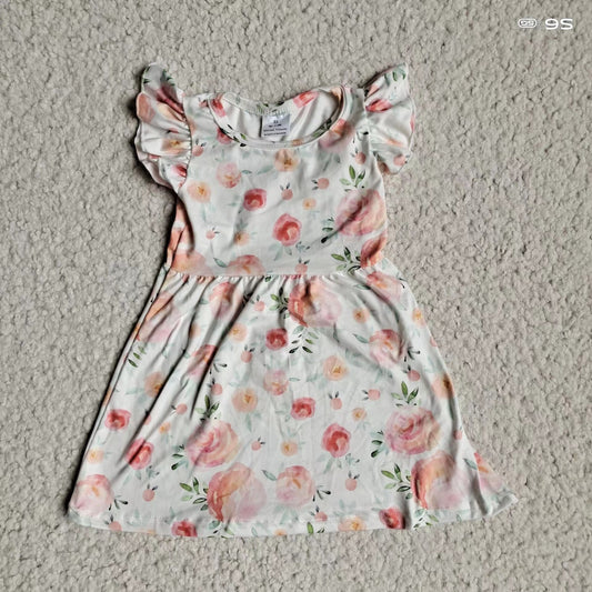 Baby girls Pink floral pearl dresses