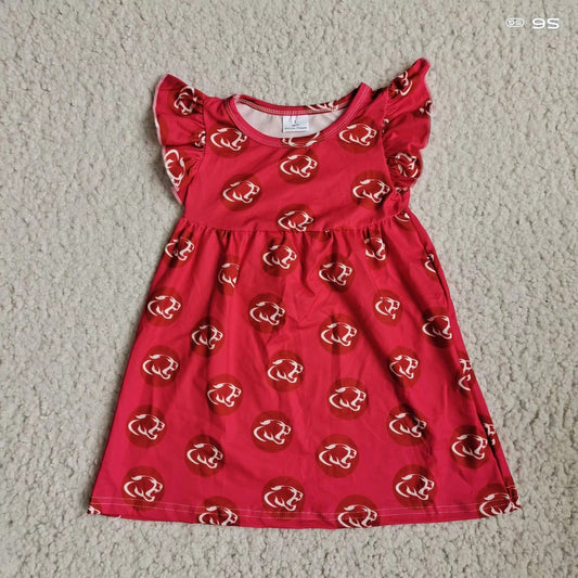 Baby girls red cartoon pearl dresses