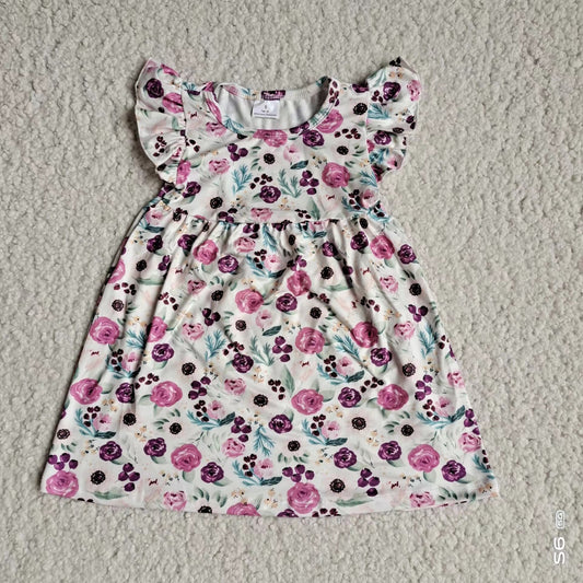 Baby girls purple flower pearl dresses