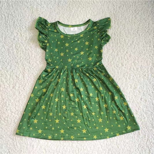 Baby girls green star pearl dresses