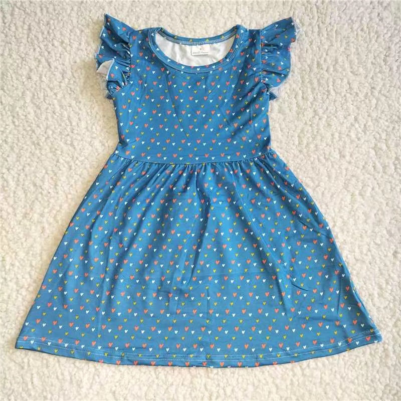 Baby girls blue heart pearl dresses