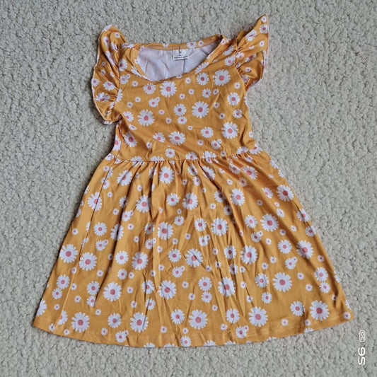 Baby girls yellow flower pearl dresses