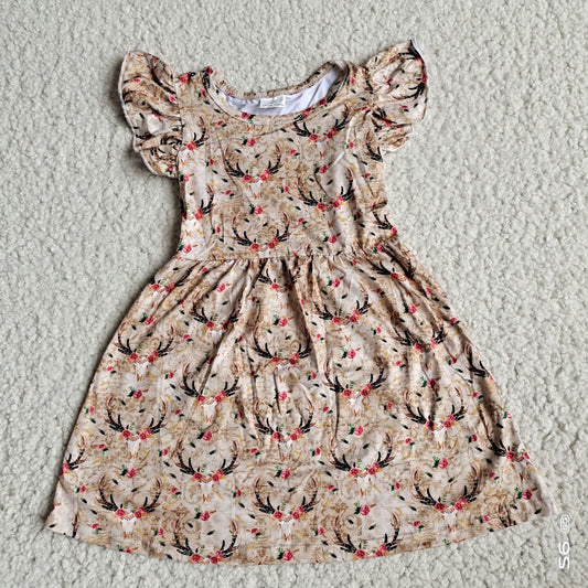 Baby girls deer flower pearl dresses