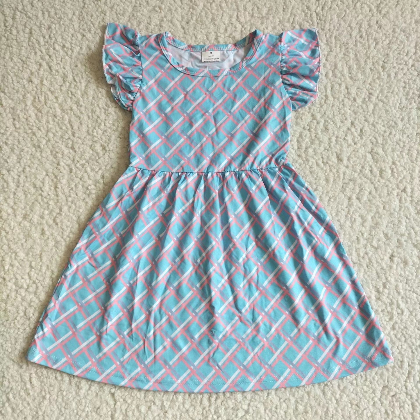 Baby girls blue pink pearl dresses