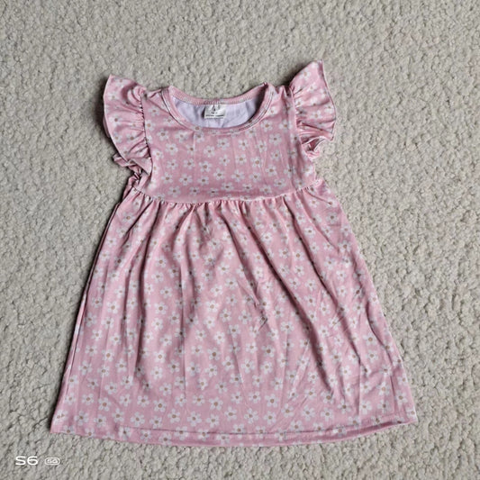 Baby girls pink flower pearl dresses