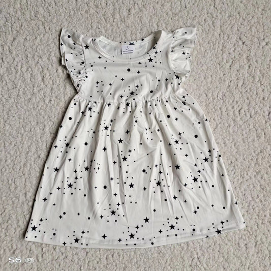 kids baby girls white star print pearl dresses