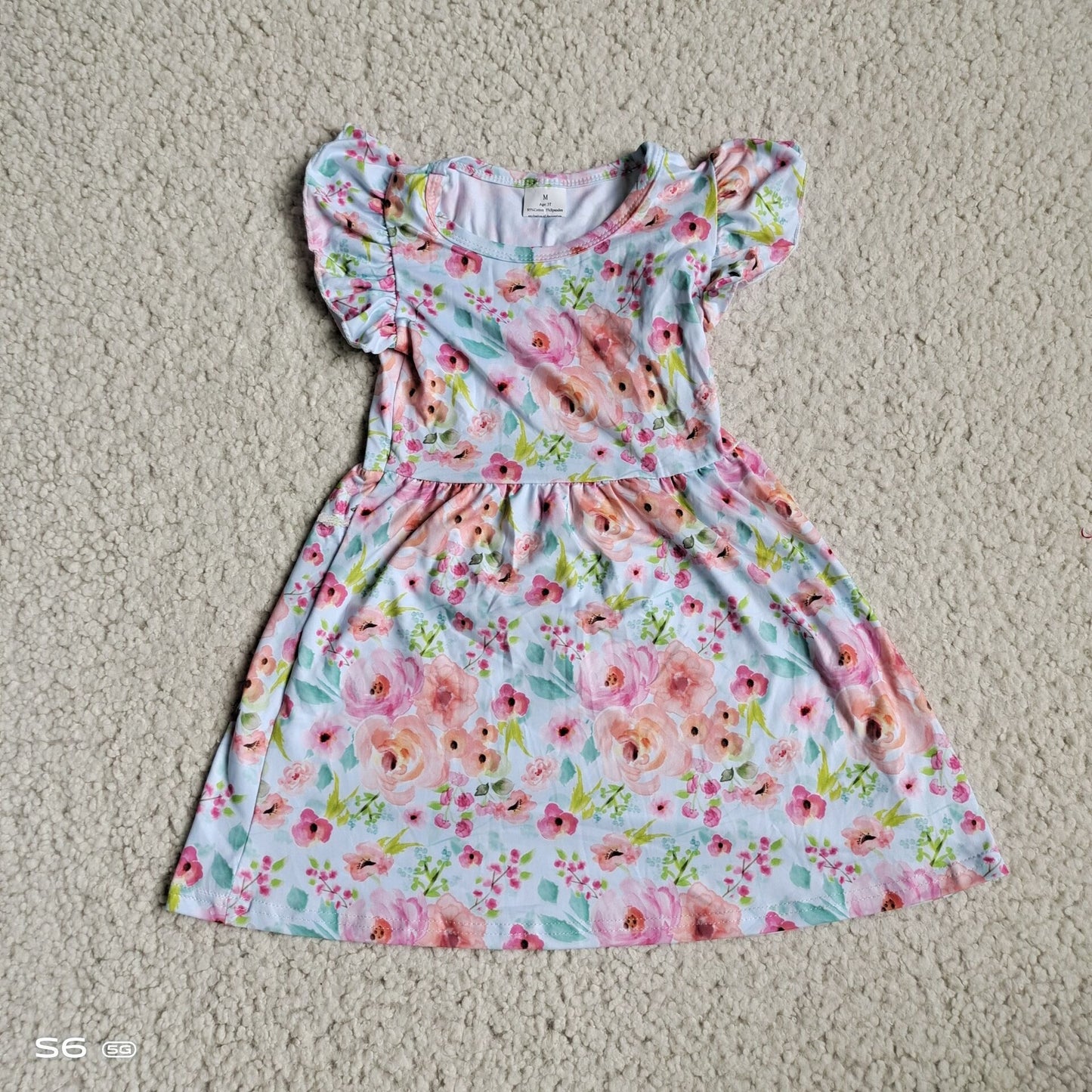 kids baby girls pink flower pearl dresses