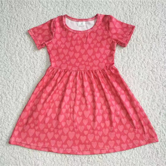 kids baby girls red heart print pearl dresses