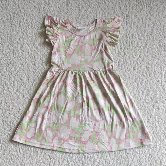 kids baby girls pink flower print pearl dresses