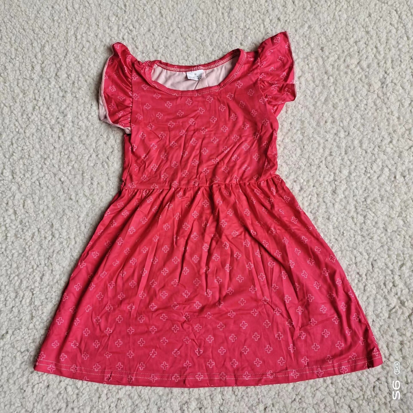 Baby girls red cross pearl dresses