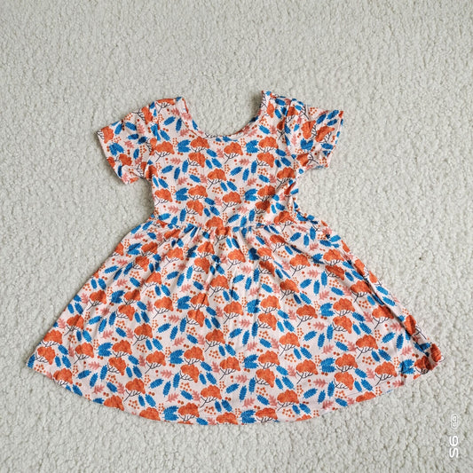 Baby girls orange leaves twirl dresses