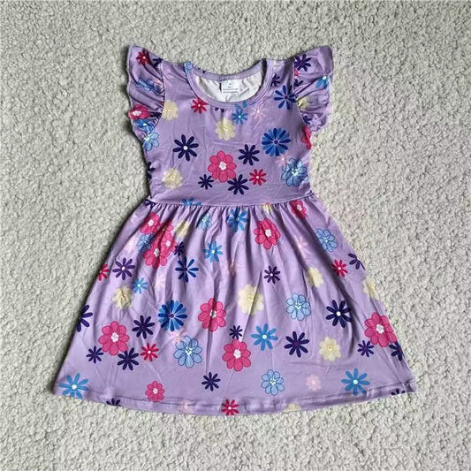 Baby girls purple floral pearl dresses