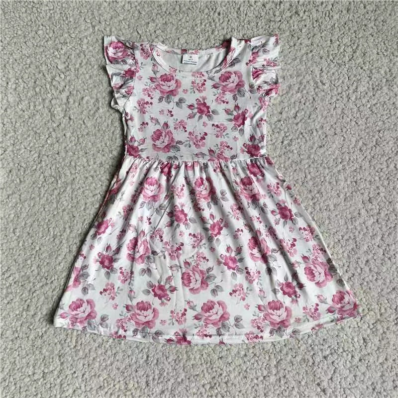 Baby girls pink floral pearl dresses