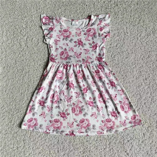 Baby girls pink floral pearl dresses