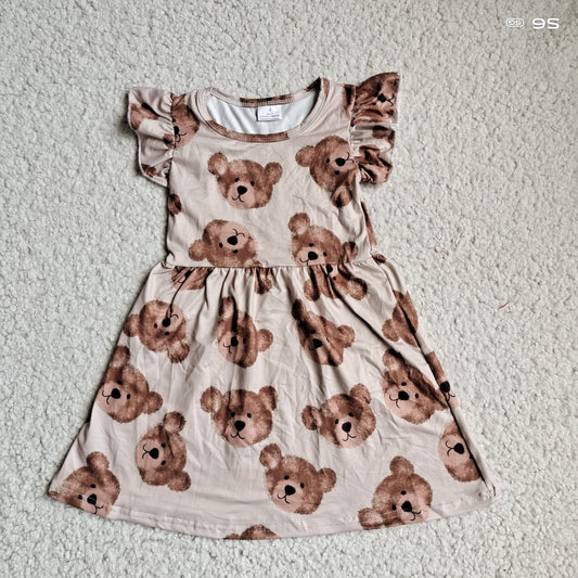 Baby girls bear cartoon pearl dresses