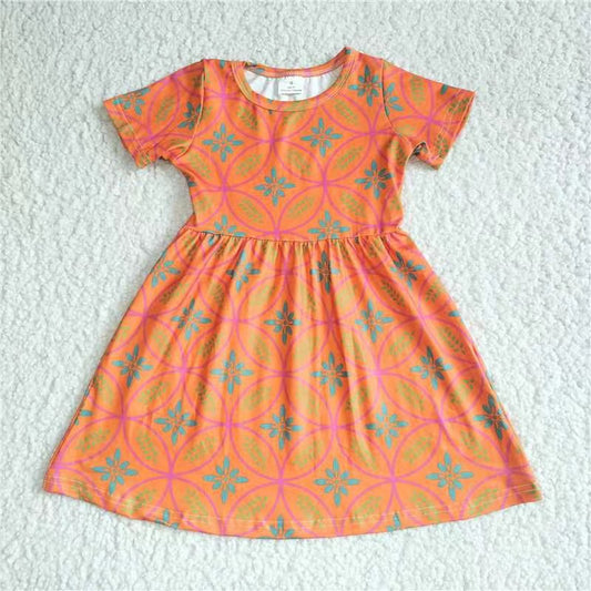 Baby girls orange floral pearl dresses