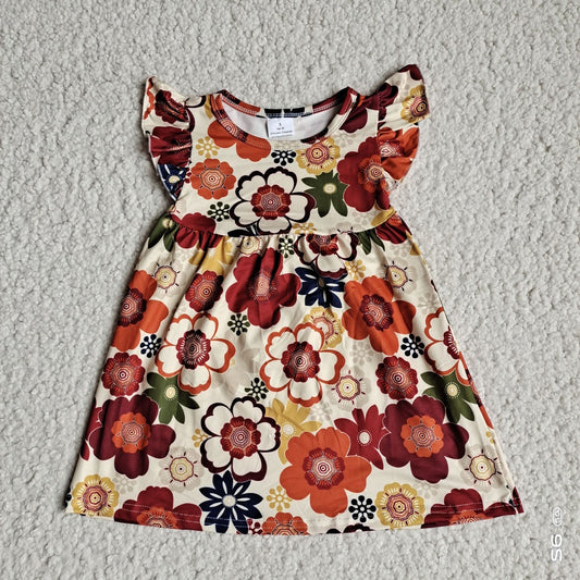 Baby girls brown floral pearl dresses