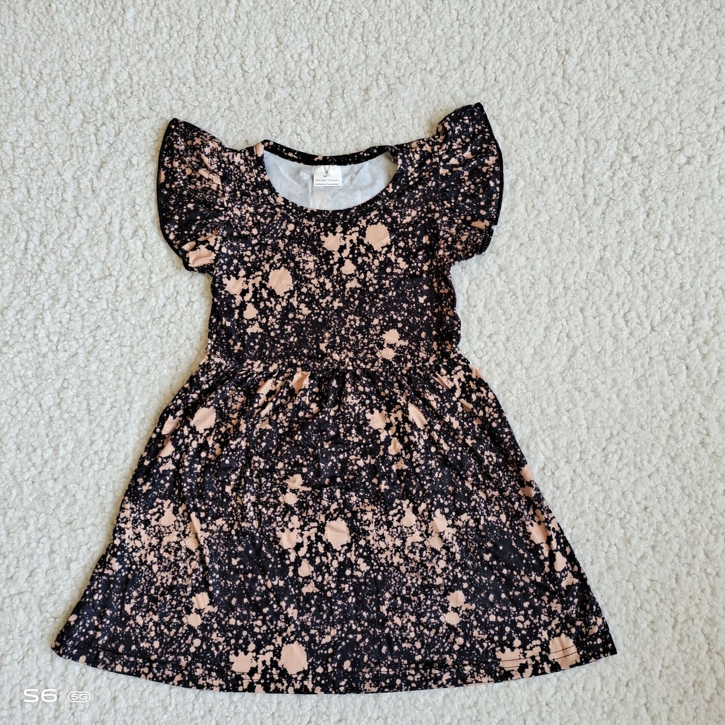 Baby girls black dots pearl dresses