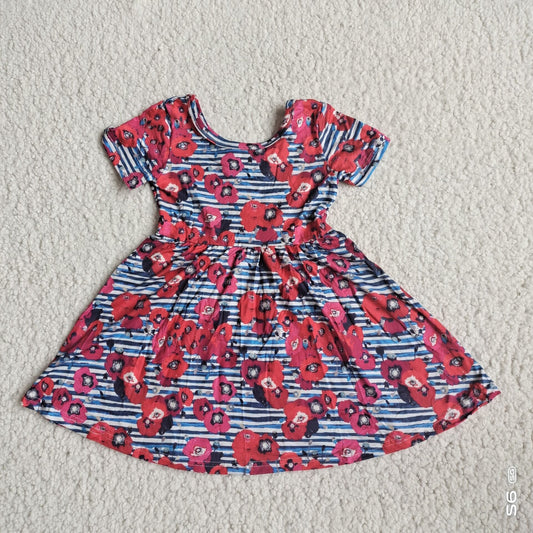 Baby girls navy stripe floral dresses