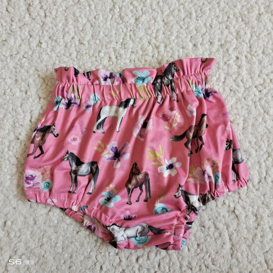 Baby Girls pink horse bummie bloomers