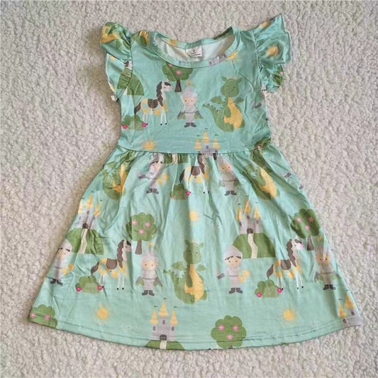 Baby girls green horse pearl dresses