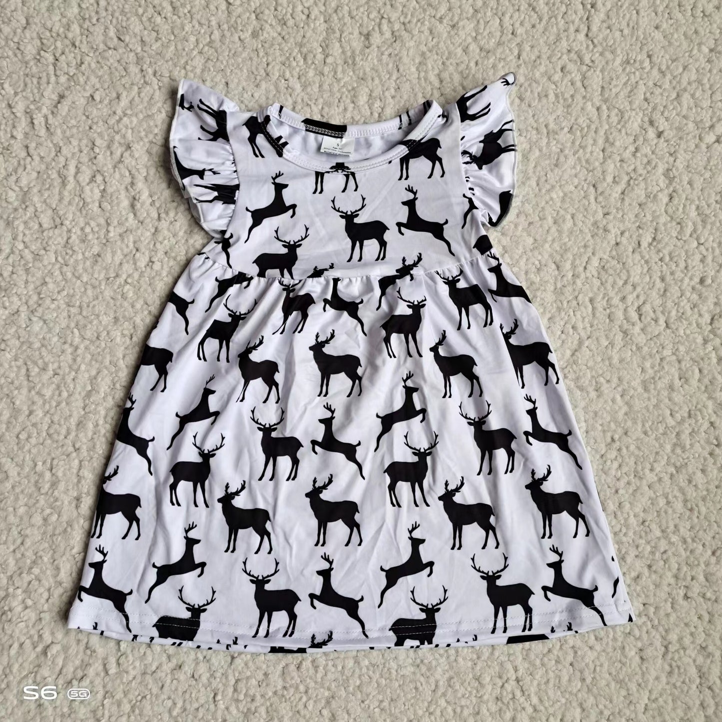 Baby girls deer white pearl dresses