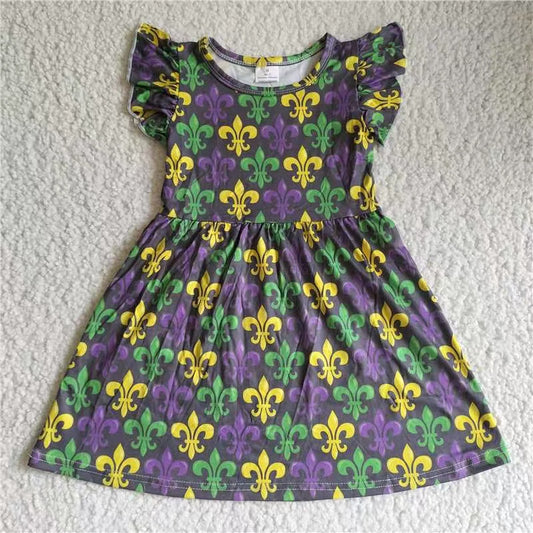 Baby girls purple green pearl dresses