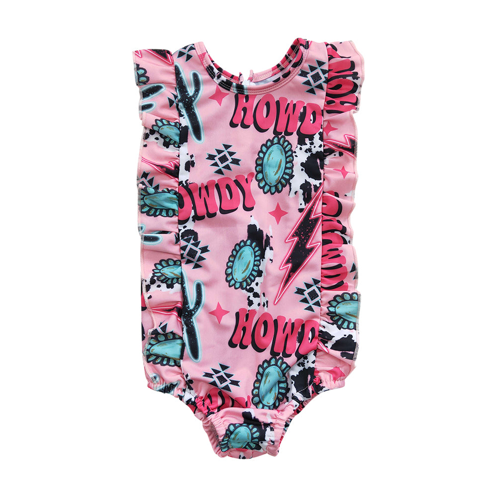 Baby Girls Summer Western Howdy One Piece swimsuits