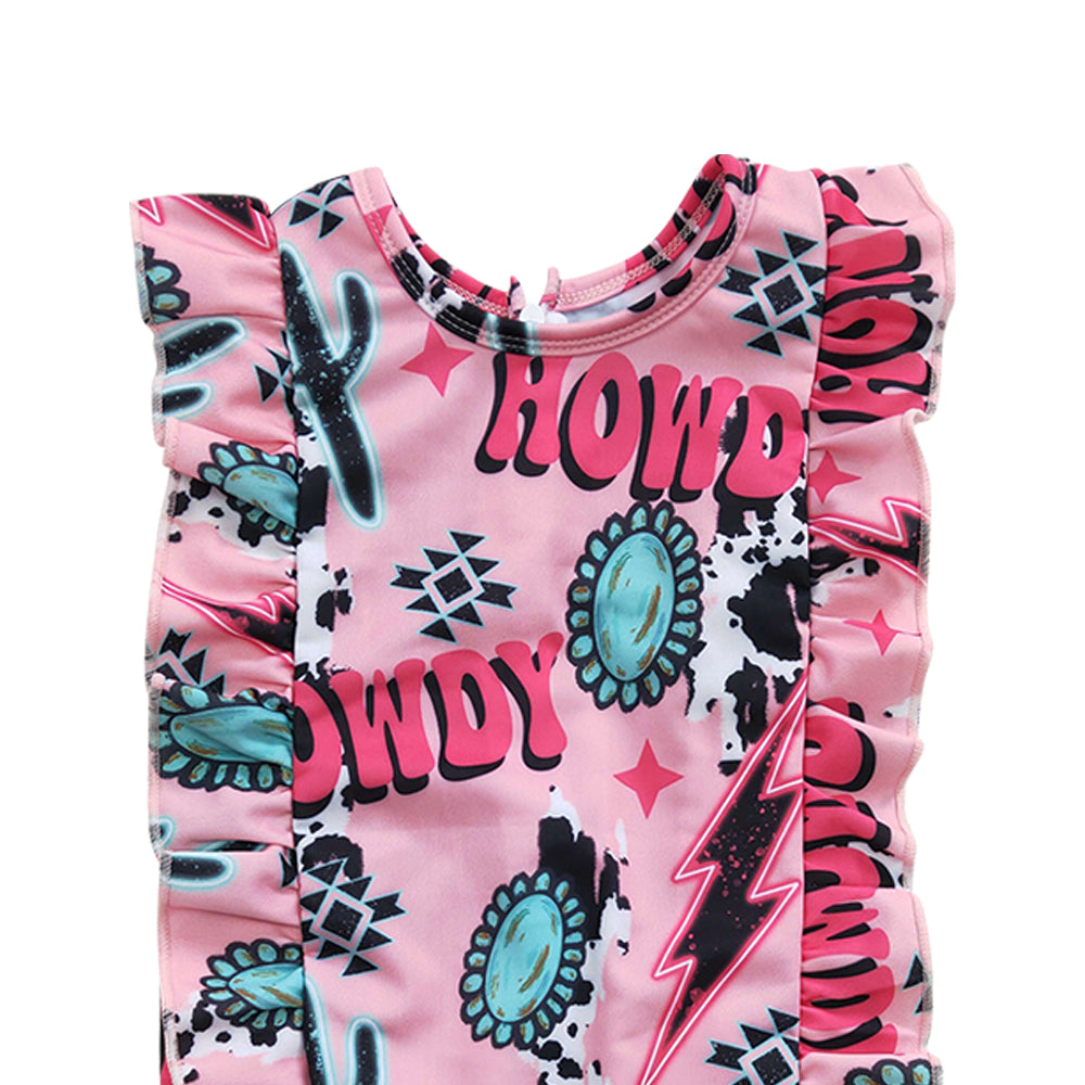 Baby Girls Summer Western Howdy One Piece swimsuits