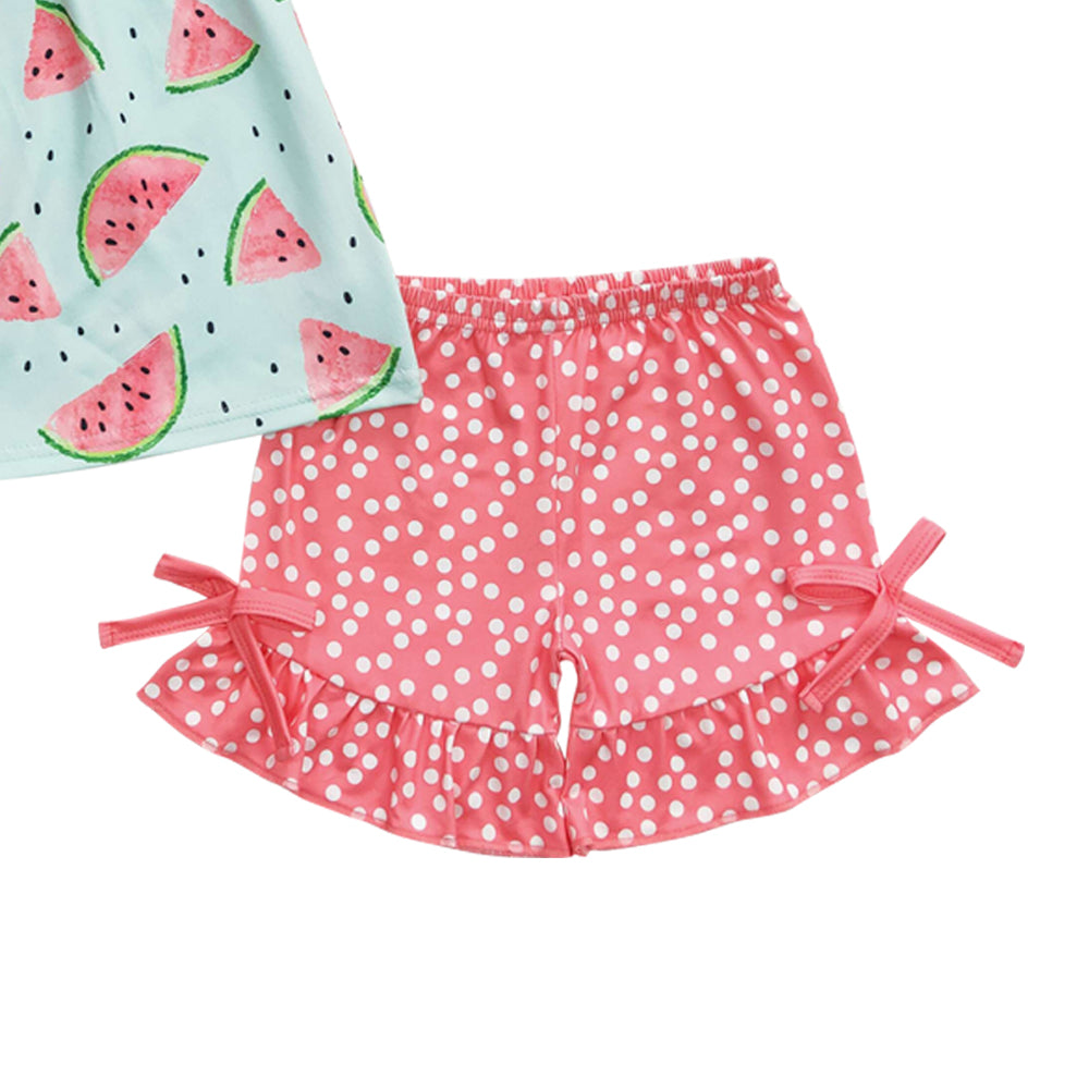 Pink watermelon dots ruffles Shorts sets