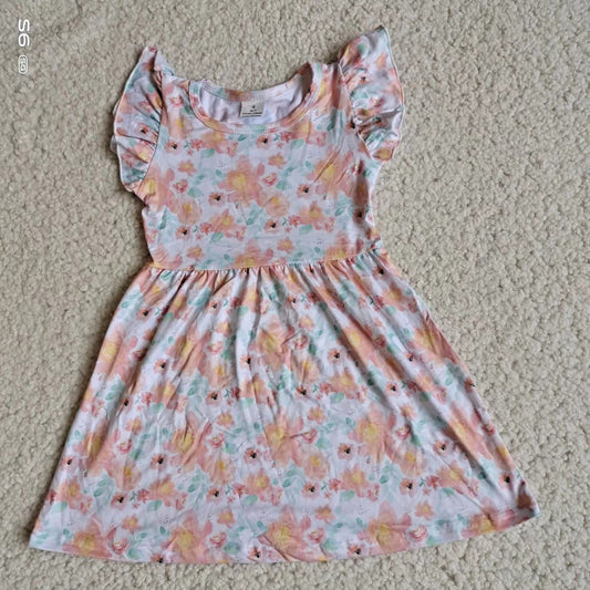 Baby girls pink floral pearl dresses