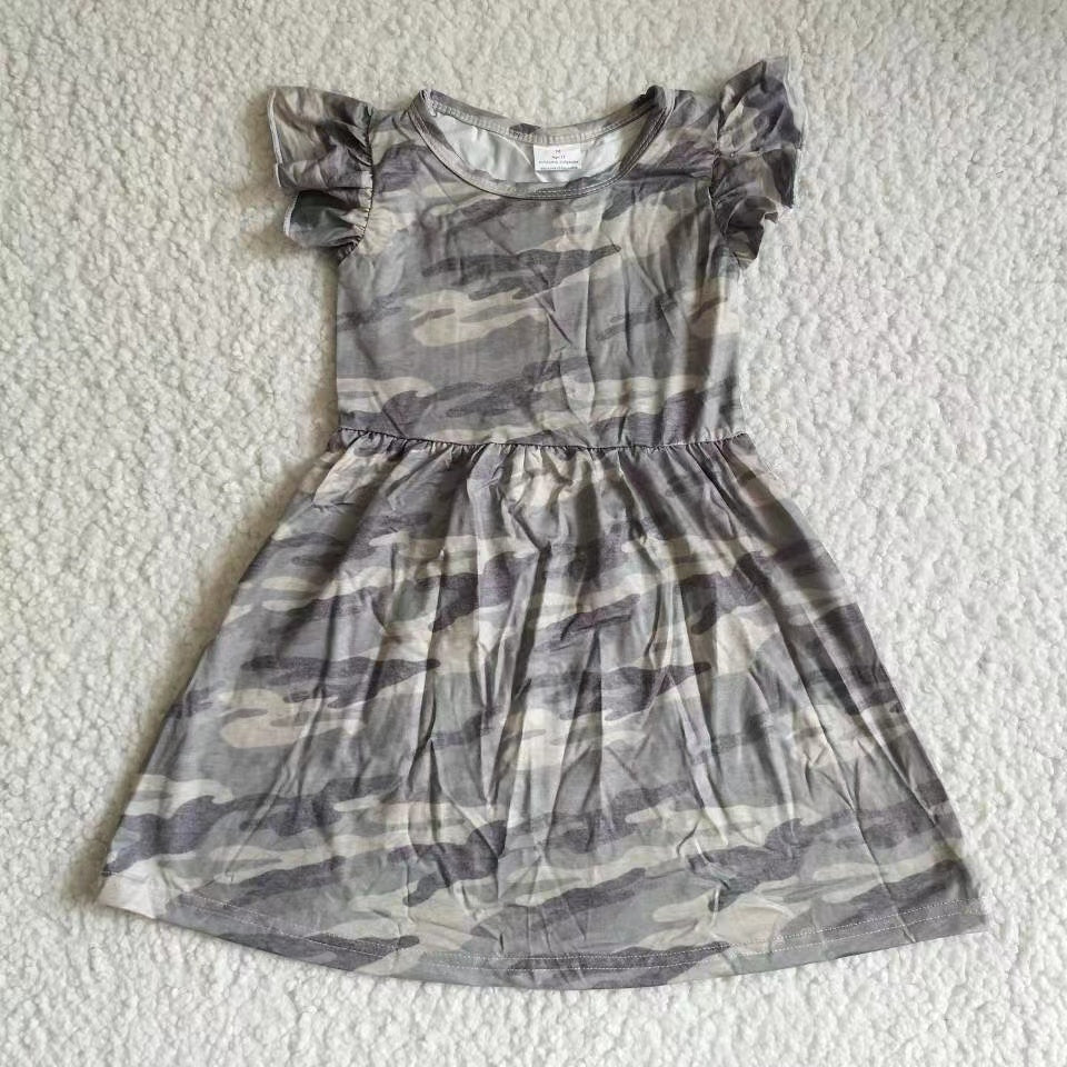 Baby girls grey camo pearl dresses