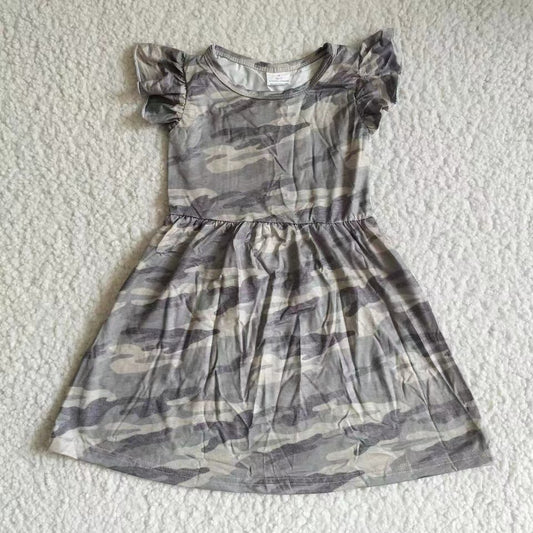 Baby girls grey camo pearl dresses