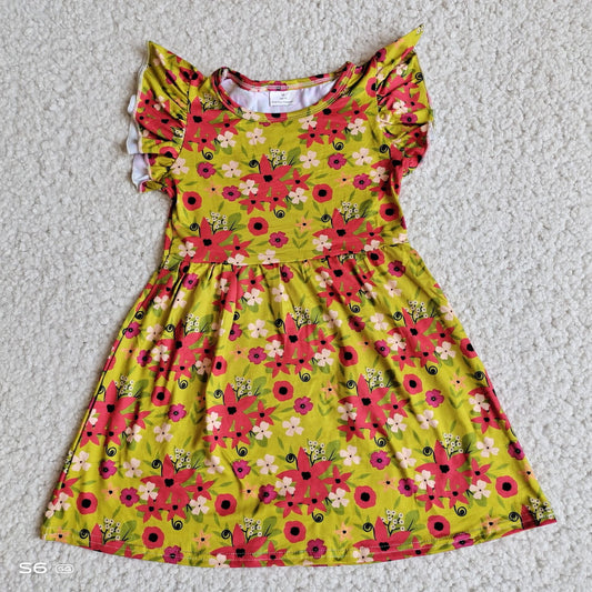 Baby girls gold floral pearl dresses