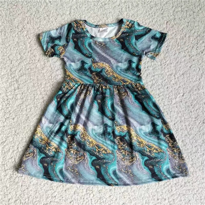 Baby girls green color short sleeve dresses