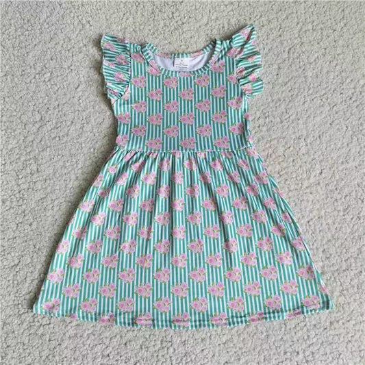 Baby girls green floral pearl dresses