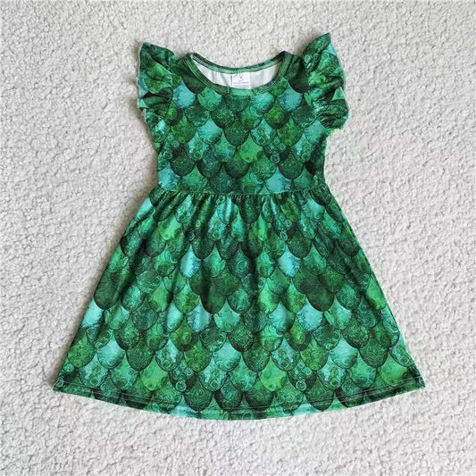 Baby girls green scale mermaid pearl dresses