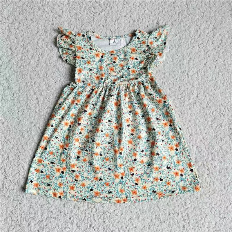 Baby girls green floral pearl dresses