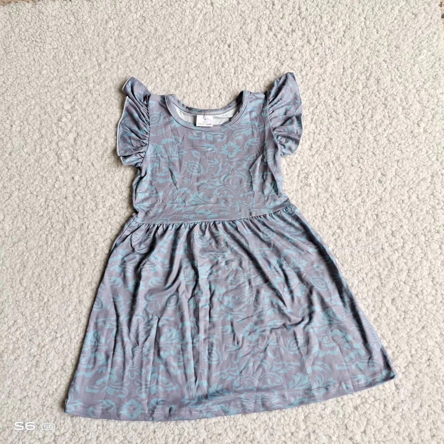 Baby girls grey floral pearl dresses