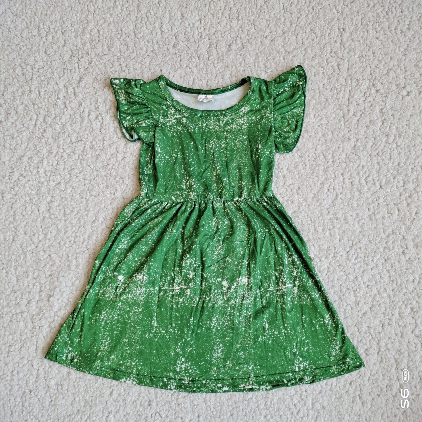 Baby girls green dots pearl dresses